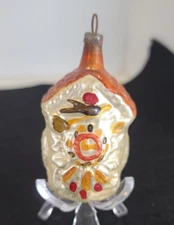 Vintage Christmas Tree Blown Mercury Glass Ornament Germany Cuckoo Clock Holiday