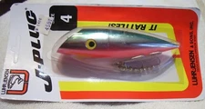 MW012124 VINTAGE LUHR JENSEN J-PLUG SIZE4 SALMON LURE SLV PL/GR/OR BLY LOT Z