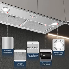 30" Built-in/Insert Range Hood 450CFM Stove Vent Stainless Steel 3-Speed Control