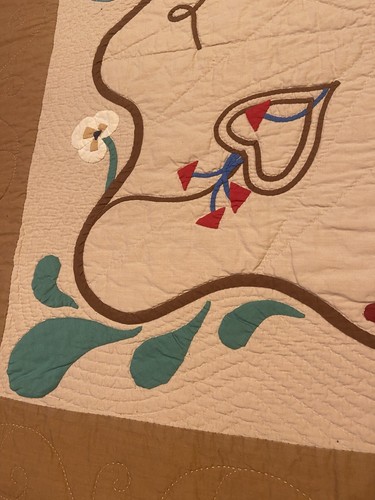 Vtg Quilt-1934 Ohio Signed Hand Appliqué Quilt With Abstract Pattern - Picture 10 of 24