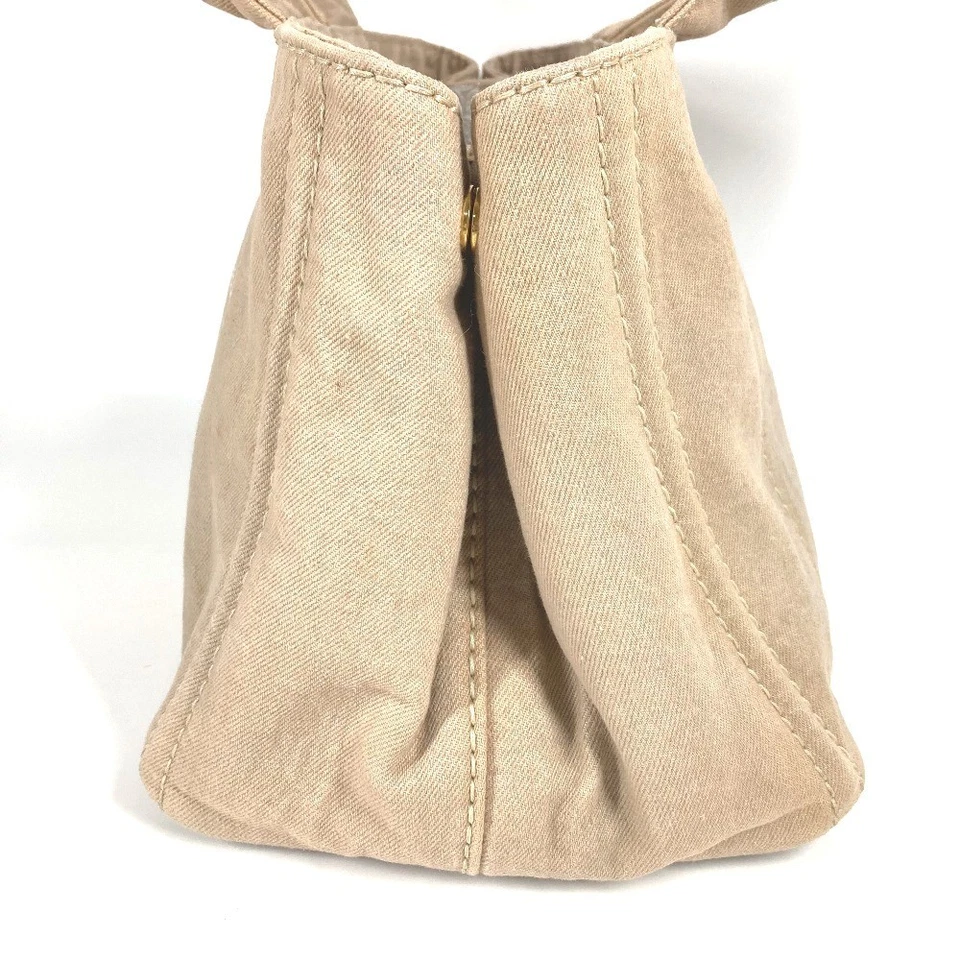 PRADA B1877B Bolso Canapa Bolso de Mano Bolso de Hombro Bolso de Mano Lona Beige/Blanco Foto 4 de 4
