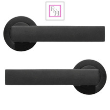 Modern Black Lever on Rose Door Handles Square Design Latch, Bathroom &Lock Sets