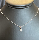 14K WHITE GOLD - DIAMOND (.30Ct) SOLITAIRE PENDANT NECKLACE / 18.5" LONG — photo 1