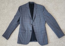 Theory Wellar Lerwick Gray Plaid 2 Button 100 Wool Mens Blazer SZ 40R