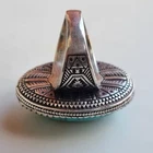 Ancient Vintage Victorian Sterling Silver Ring Turquoise Stone - Size 7