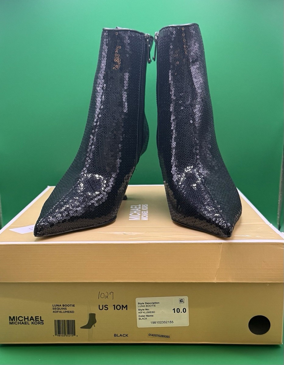 ルナ NIB MICHAEL Michael Kors Size 10 Women's Luna Black Sequin Booties