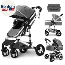 2 in 1 Convertible Baby Stroller, Folding High Landscape Infant Carriage, Newbor