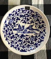 Deruta ARABESCO Birds 11 1/4" Blue & White Serving Bowl from Italy -- NWT