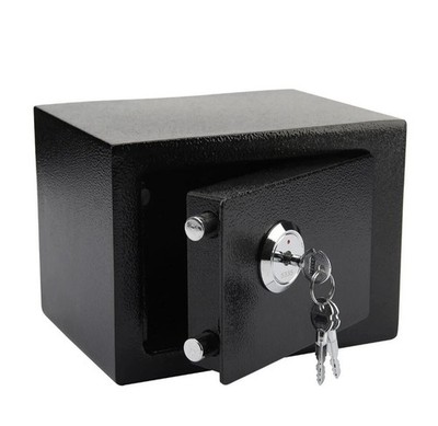 SCHWARZER FEUERFESTER SICHERHEITSTRESOR AUS MASSIVEM STAHL. HOME OFFICE GELD WERTSACHEN SAFE BOX