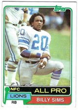 Billy Sims Rookie Lions 1981 Topps #100 EX