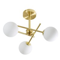Litecraft Estelle Ceiling Light Bathroom Semi Flush IP44 3 Arm - Satin Brass    
