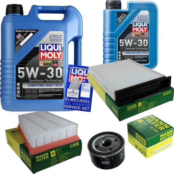 Mann Inspektionspaket 6L Liqui Moly Longtime 5W-30 FüR Renault Megane II-image