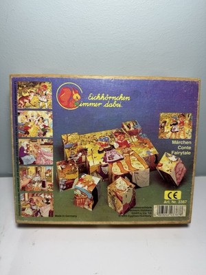 Vintage Hermann Eichhorn Germany Wood Block Puzzle 6 Fairy Tales W/Wood Case.