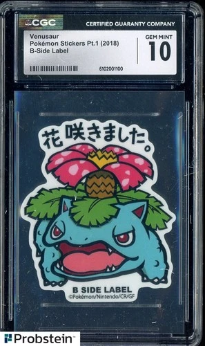 2018 Pokemon Stickers Pt.1 B-Side Label Venusaur CGC 10 GEM MINT