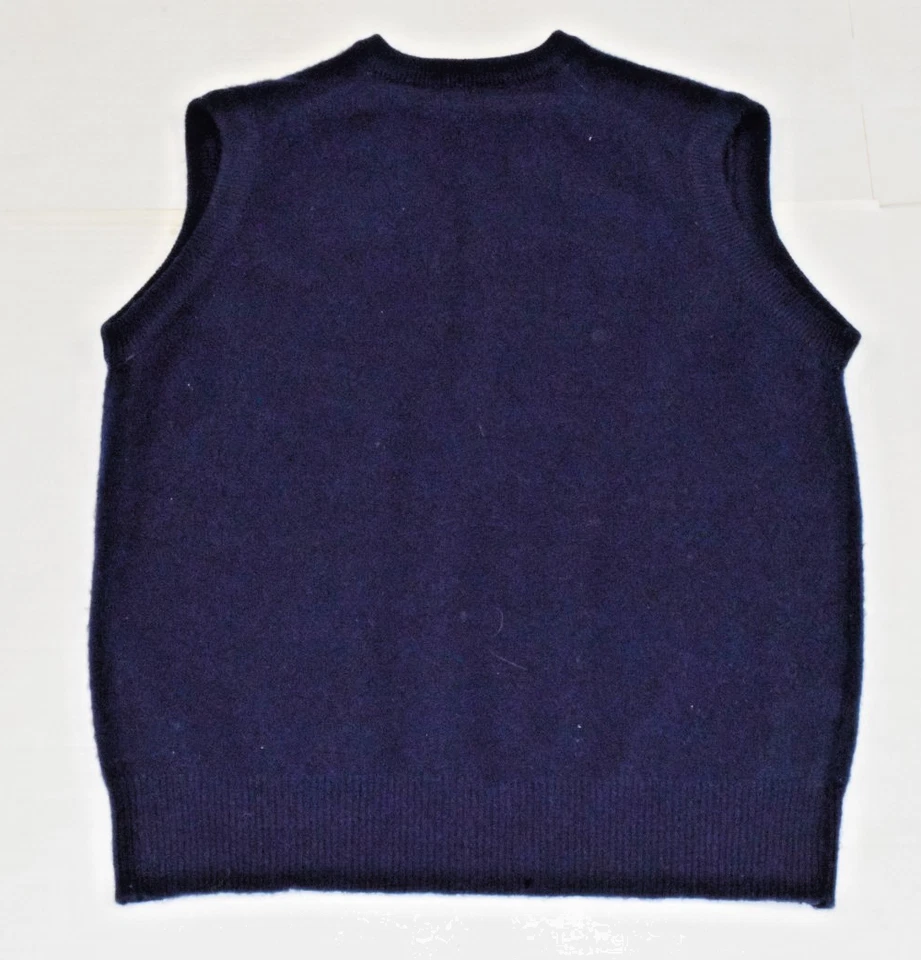 Vintage Sweater Vest Lord Jeff Size M 70s Navy Blue Virgin Lambswool USA Grunge - Image 2 of 4