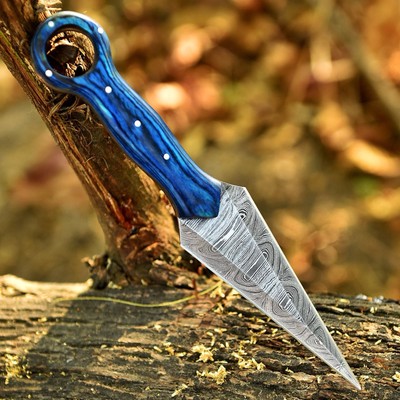AUTHENTIC Double-Edged Damascus Needle Blade Dagger boot Knife Throwing -Case