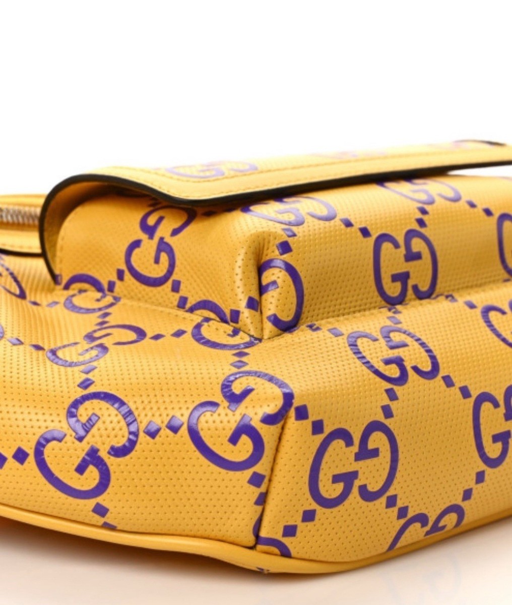 Gucci Perforated GG Tennis Bi-Color Embossed Belt Bag Crop Purple