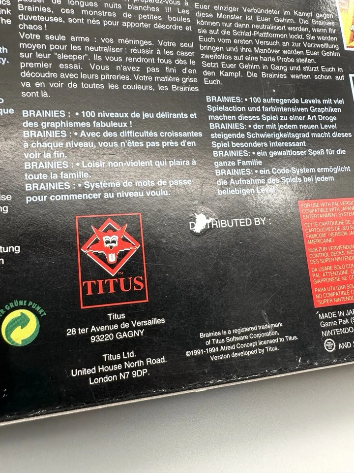 The Brainies SNES OVP Zustand: Gut - Bild 3 von 4