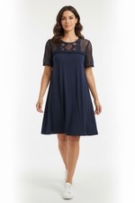 Loft Outlet Women’s Size Small Crochet Short Sleeves Solid Blue Shift Dress