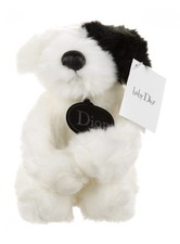 Baby Dior cane di peluche bianco e nero (chien) giocattolo, nuovo, imballato, RARO DA TROVARE