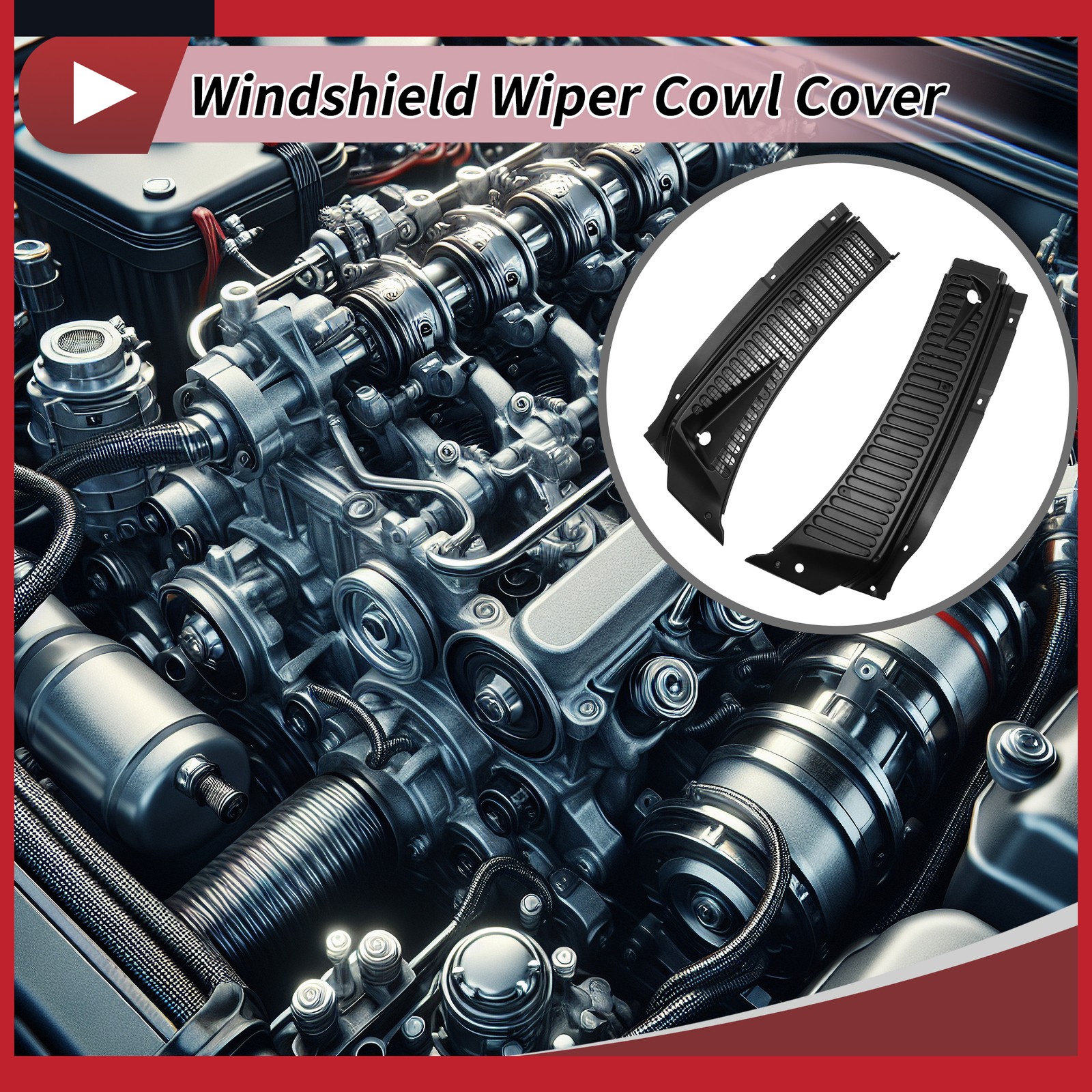 Packof 2 for Ford F-250 F-350 F-450 F-550 Center Windshield Wiper Cowl Cover