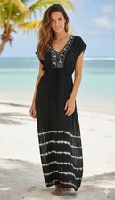 NWT! EXIST Black / White Long Maxi Beach / Pool Cover-up Dress, MEDIUM, MSRP $60