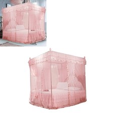 Luxury Princess 3 Side Openings Post Bed Curtain Canopy Netting Mosquito