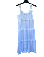 J Crew  White Tiered Knit Keyhole Cottage Beach Midi Dress Size M NWT MSRP $98