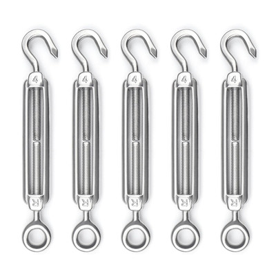 Muzata 5Pack M4 Turnbuckle Hook and Eye for Tensioning Wire Rope CN09 | Length A