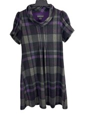 Jessica Howard Purple Plaid Short Sleeve Flannel Knee Length Dress Size 10P