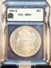 1881-S Morgan Silver Dollar MS61 ICG