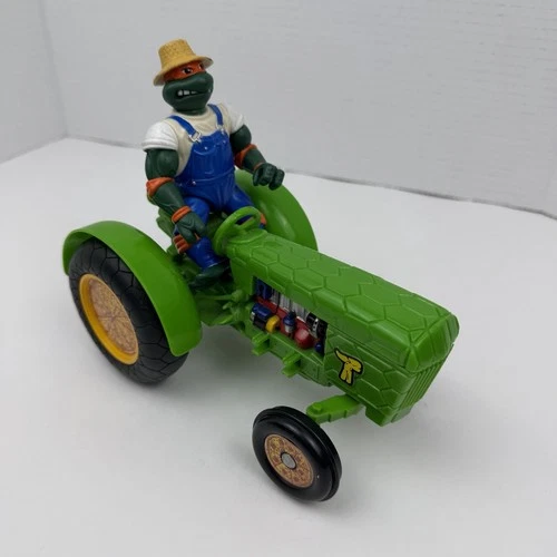 Vintage 1993 TMNT Farmer Mike And Turtle Tractor Figure Set Incomplete No Tools