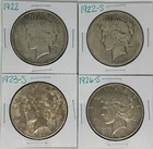 1922 1922-S 1923-S 1926-S Peace Dollar Lot of 4