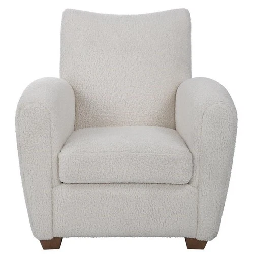 Uttermost Teddy Modern Wood and Fabric Shearling Accent Chair in White - Picture 3 of 8