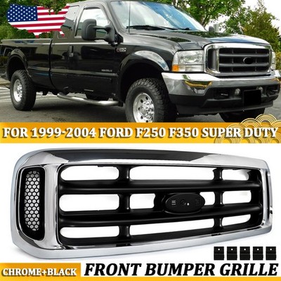 Chrome Black Front Grille Fit For 1999-2004 Ford F250 F350 F450 Super Duty