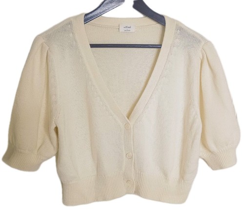 Aritzia Wilfred Canterbury Cardigan Donna Taglia Large Cropped Avorio Bottoni Scuola