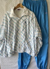 Prince 2 Pcs Set Tracksuit Tennis Jacket Pants blue/whiteF floral L FullZip Vtg