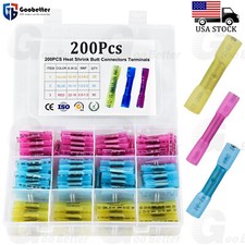 200x Heat Shrink Butt Splice Wire Connector Insulated Waterproof Crimp Terminals