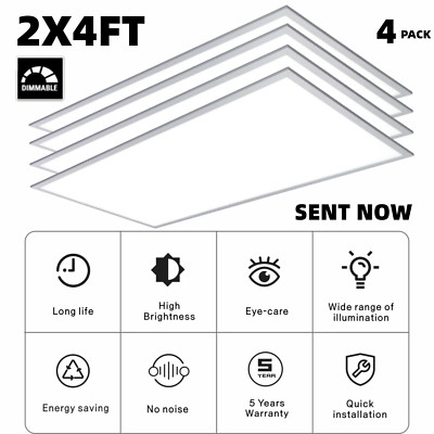 LED Flat Panel Light 4FT 4 Pack,75 Watts Panel LED Lighting 5000K Daylight White