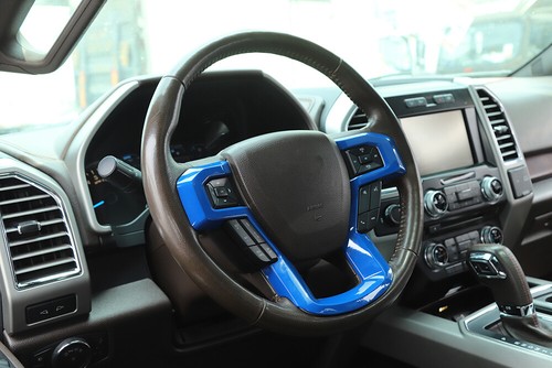 Cubierta de moldura de volante azul para accesorios Ford F150 2015-2020 - Imagen 5 de 9
