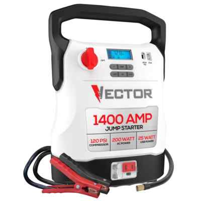#ad VECTOR 1400 Amp Jump Starter Compressor USB and AC Power $79.99