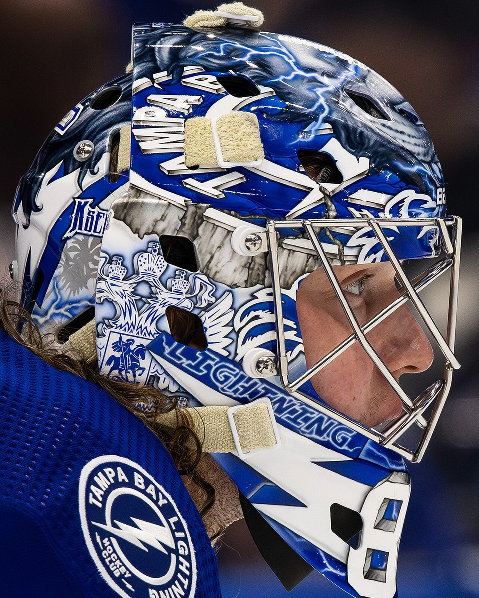 Andrei Vasilevskiy Close Up Mask Tampa Bay Lightning 8x10 NHL