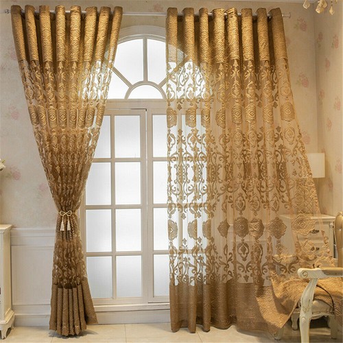Elegant Floral Embroidered Semi Sheer Voile Tulle Curtain for Living Room 1Panel - Picture 17 of 36