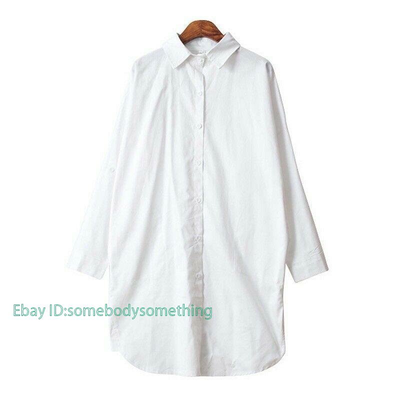 baggy white dress shirt Oversized Button Up Dress Shirt in White