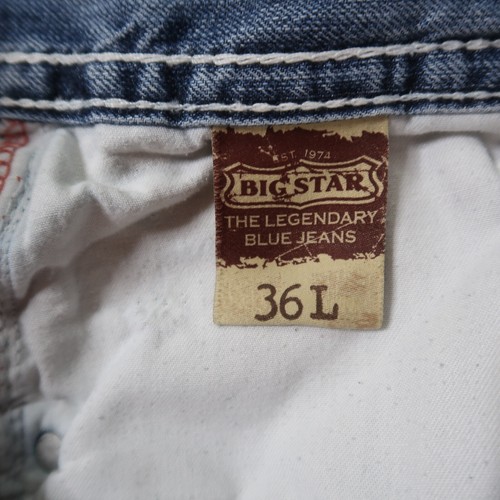 Big Star Eastman Loose Straight Jeans Men's 36x33 Blue Denim Pants rips - 第 6/16 張圖片