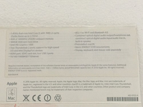 Mac Mini 2014 MacOS X Model A1347 4GB - Picture 2 of 9