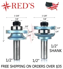 Tideway Carbide IND LC17150608 Bead Rail and Stile 1/2" shank router bit