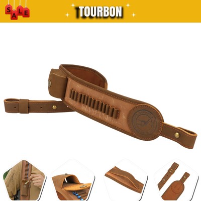 TOURBON Canvas-Leder-Gewehrriemen.22LR-Munition Halter Waffentragegurt Jage Gurt