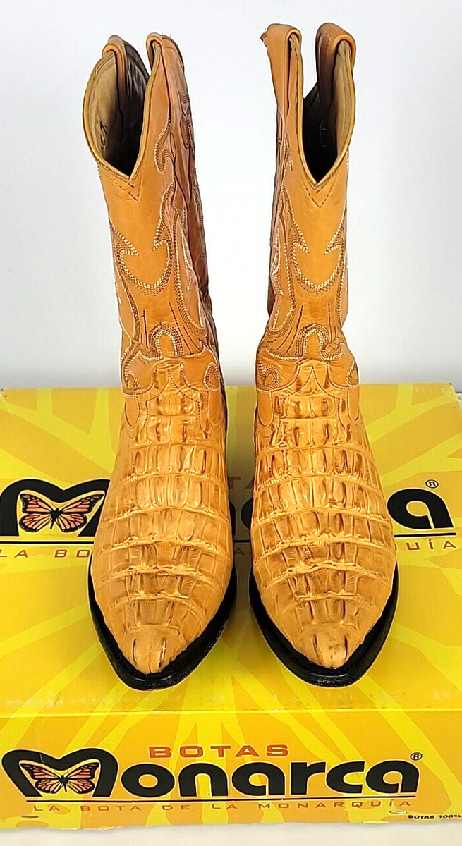Monarca Mens Yellow Gold Caiman Tail Print Leather Boots Sz 7 | eBay Monarca Mens Yellow Gold Caiman Tail Print Leather Boots Sz 7 | eBay