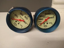 AutoMeter 2-5/8" Oil Pressure Temperature Gauges Pair Ultra-Nite Glow in Dark